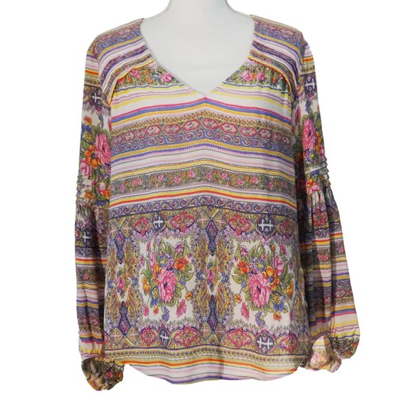 Maeve Anthropologie Ceresco Floral-Print Peasant Blouse - Picture 2 of 12